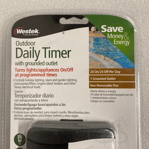 Westek 1-Outlet Outdoor Daily Timer. Grounded outlet, Rain tight solid cover. - Picture 2 of 5